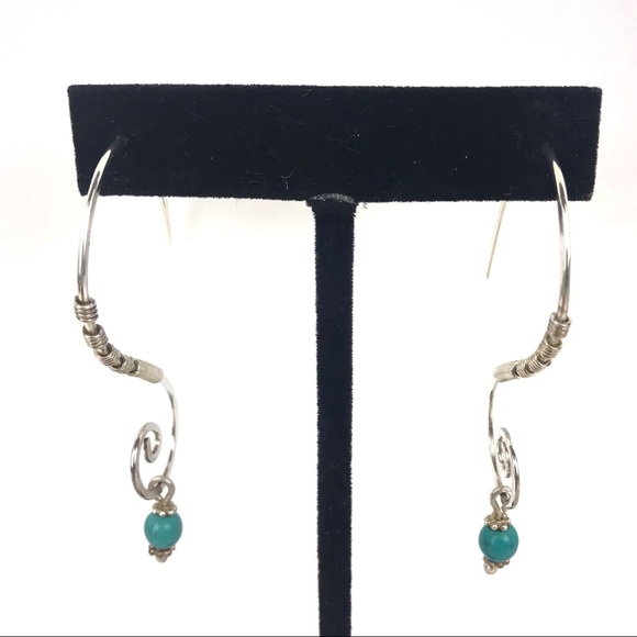 HOB Mexico 925 Sterling Silver Turquoise Earrings - Picture 2 of 6